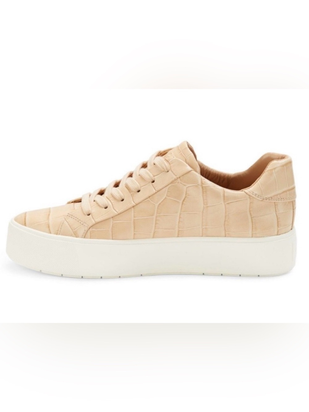 VINCE benfield croc embossed beige Flatform sneakers leather sz 7